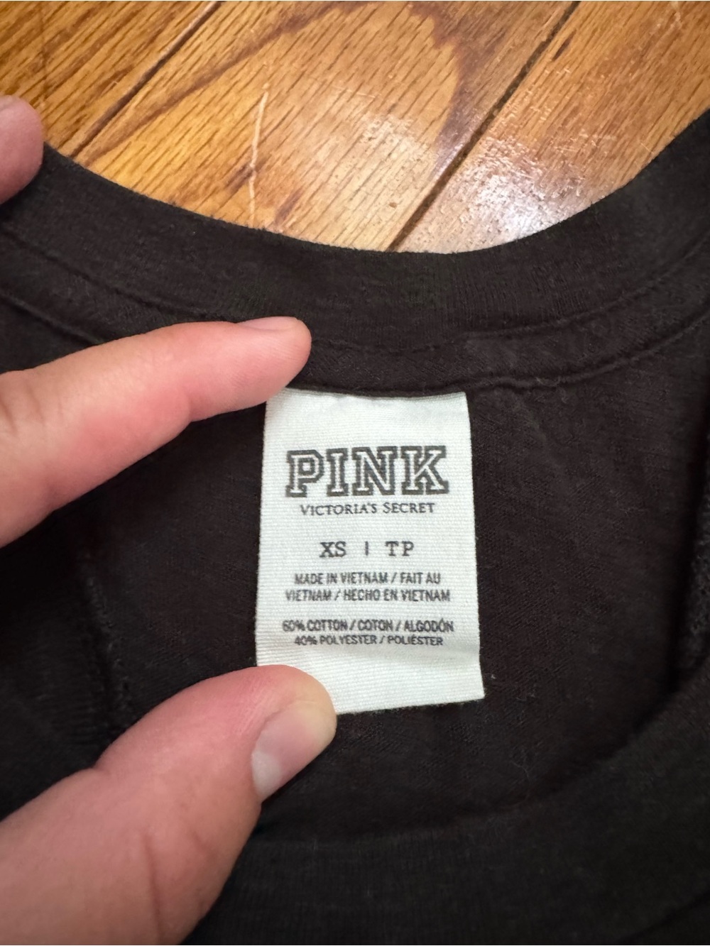 Victoria's Secret PINK Black Crewneck Tee - Picture 3 of 6